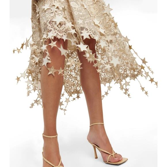 ZIMMERMAN Celestial Zodiac Long Sleeve Lace Midi Dress AUS 1/US 6 Champagne NWT - Picture 12 of 16